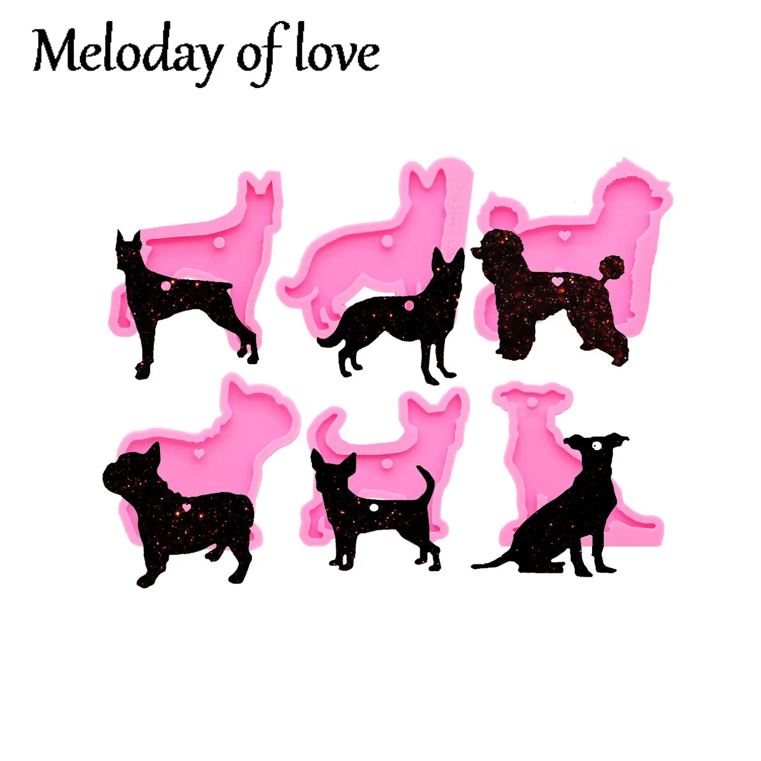 Блестящие различные формы для собак брелков DIY эпоксидная смола брелки