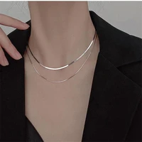 stainless steel double layer snake bone chain necklace ladies vintage stackable niche design leaf chain choker