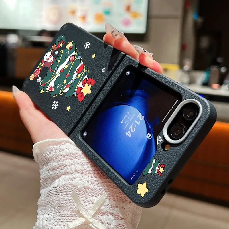 Чехол с мультяшной рождественской елкой для Samsung Galaxy Z Flip 6 5 4 3 мягкий складной