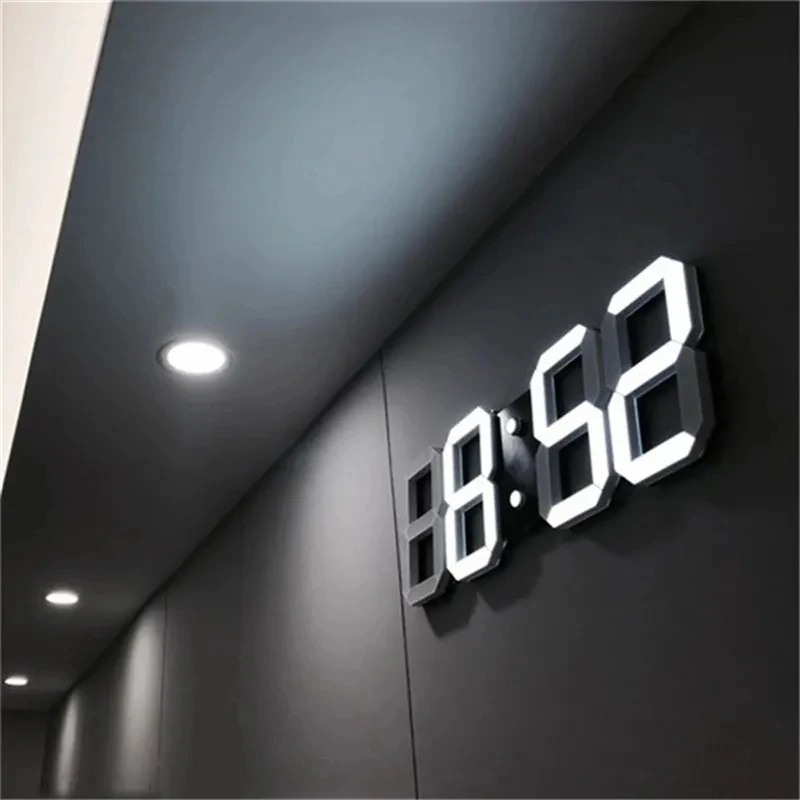 

3D LED Digital Wall Clock with 3 levels Brightness Alarm Clock Snooze Table Clocks Thermometer Wall Hanging Clock Home decor