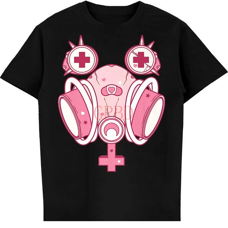 

Kawaii Gas Mask T Shirt Pastel Goth Clothing Menhera Yami Kawaii Post Apocalyptic Fashion Soft Grunge Steampunk Shirt