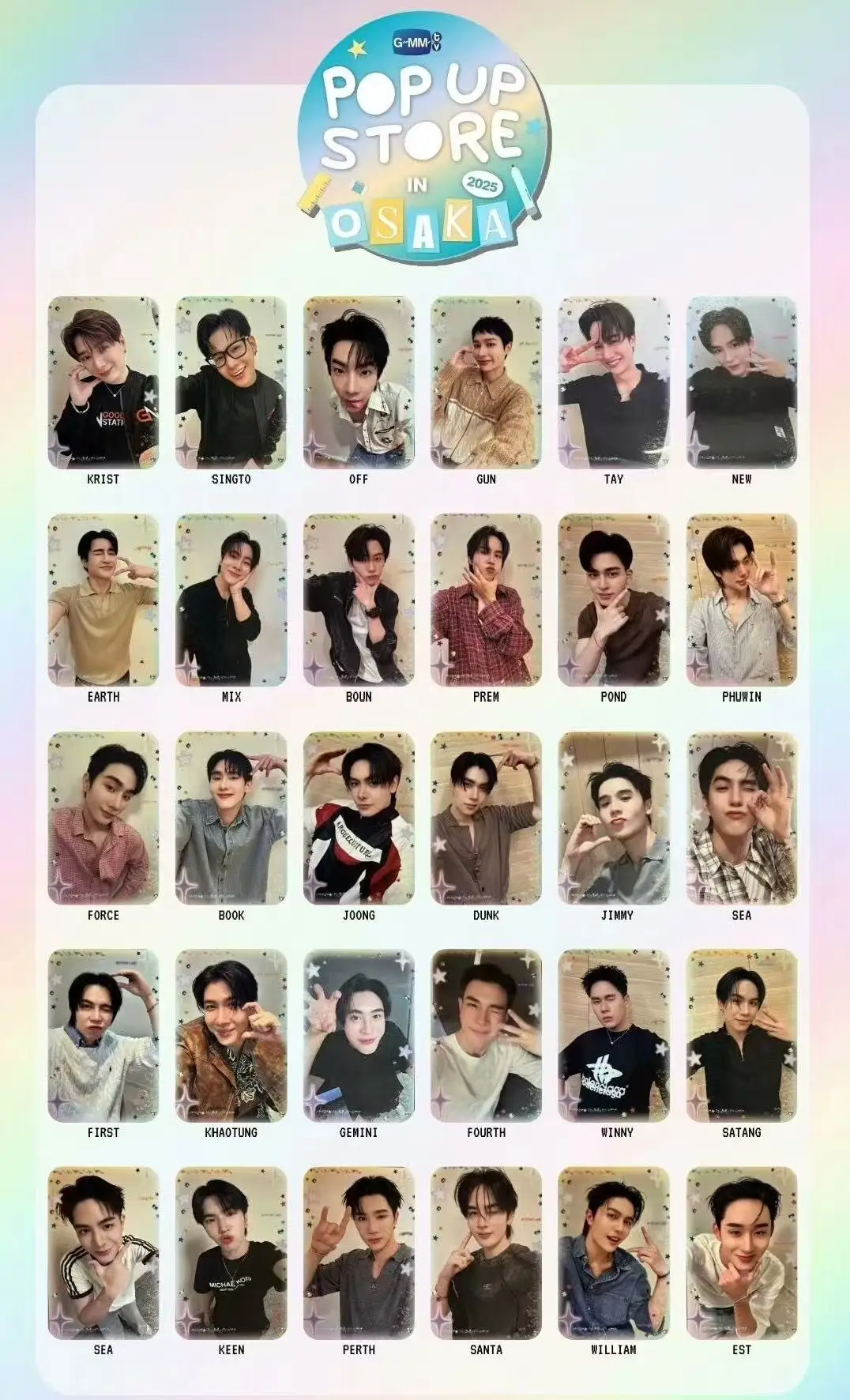 Фото Официальный магазин GmmTV POP Up 2025, Pondphuwin Joongdunk Bounprem FirstKhaotung Jimmy Sea Junior Mark, коллекционная случайная карта для мальчиков №2