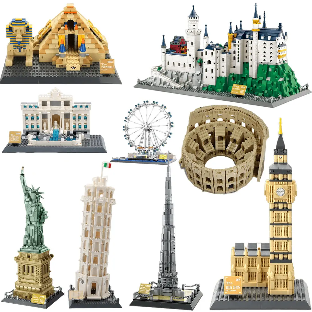 

5210 World Architecture Notre Dame De Paris Tiananmen Building Blocks Model Stall Stall Supply Children's Toys Birthday Gift