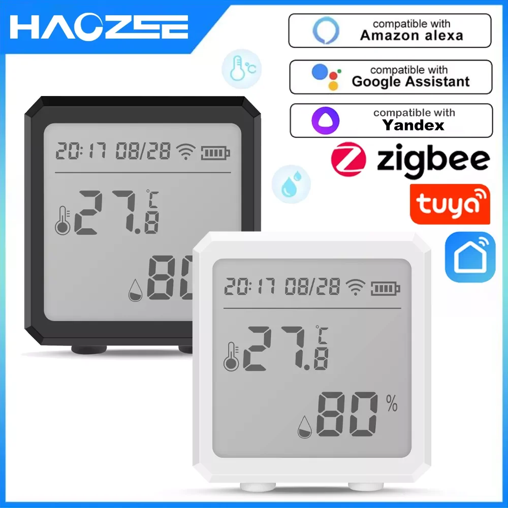 

Tuya Smart Zigbee Temperature And Humidity Sensor Indoor Hygrometer Thermometer With LCD Display Support Alexa Google Assis