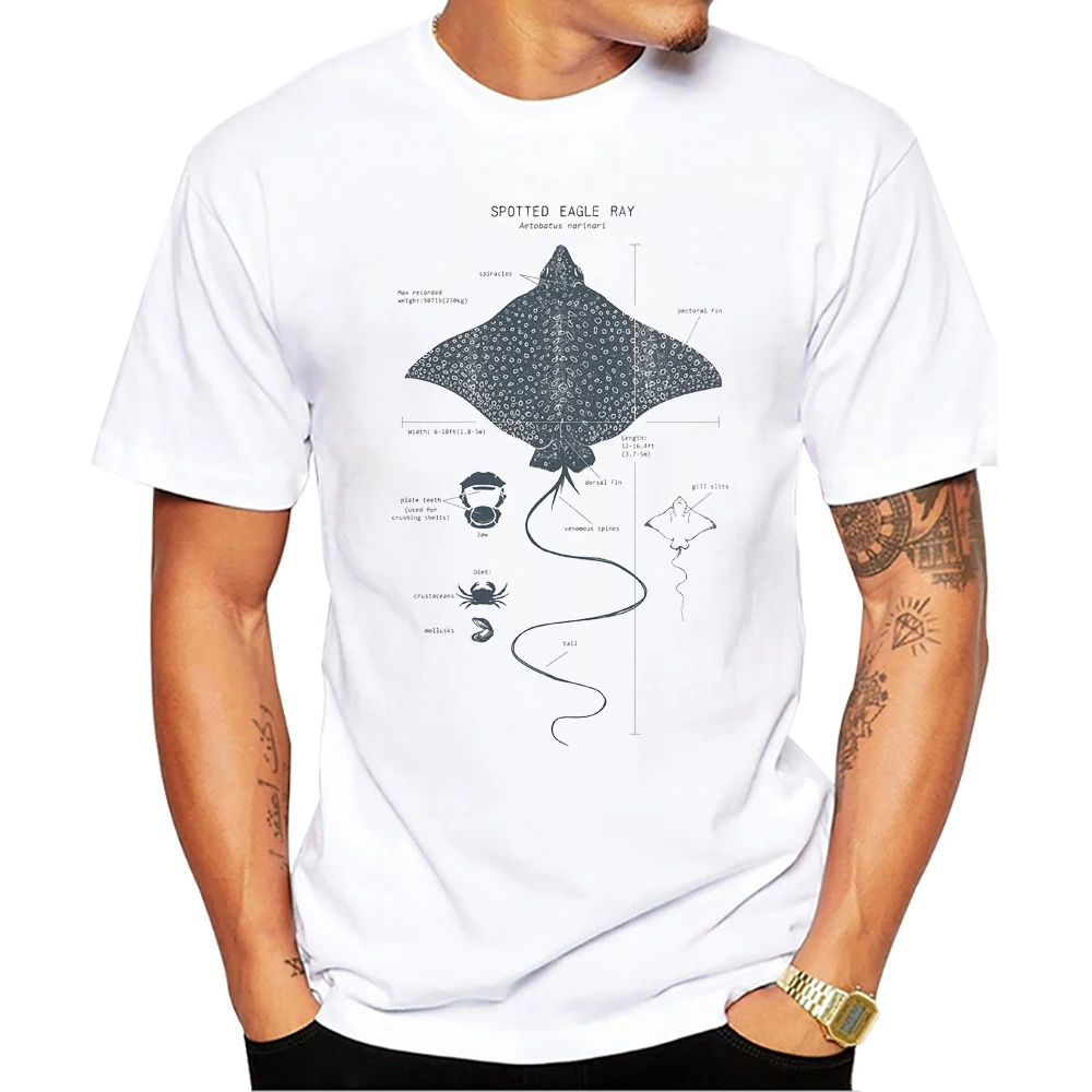 Teehub O-Ausschnitt Kurzarm Hai männlich lässig Killer wal Männer Kleidung Vintage Walhai Anatomie Druck Männer T-Shirt – Detail 7