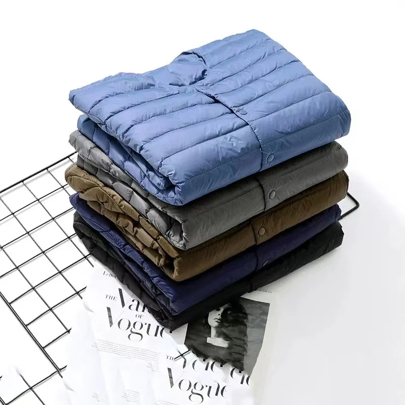 

New Autumn Winter Clothing Men Brand Lightweight Warm Casual Nylon Down Jacket 90% White Down Simple Youth Fitted Down Jacket