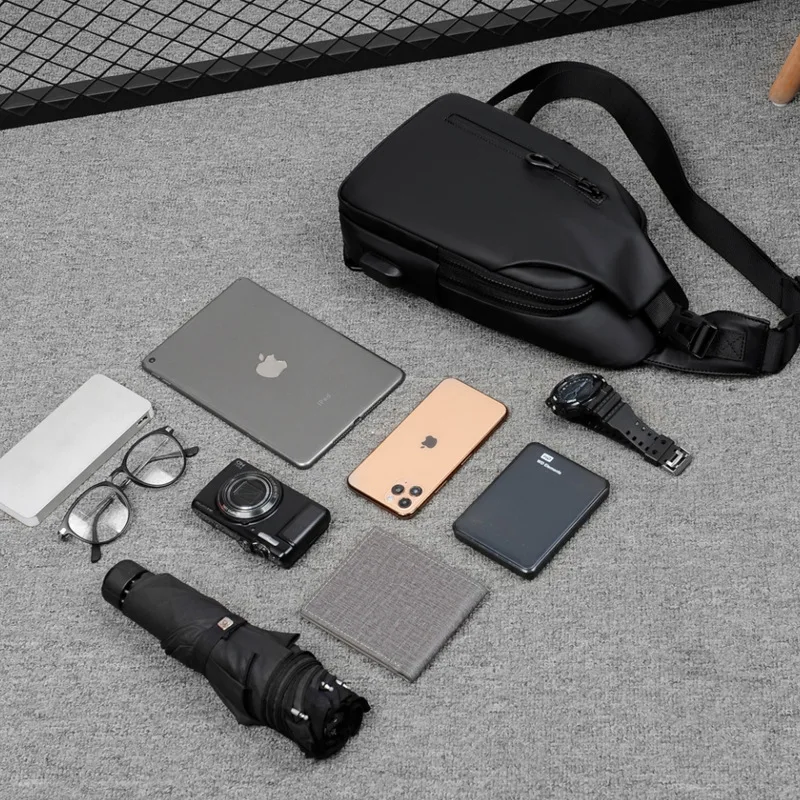 Men Chest Bags Durable Oxford Material Blue Belt Purse Male Black Sports Crossbody Purses Sling Bag Waterproof