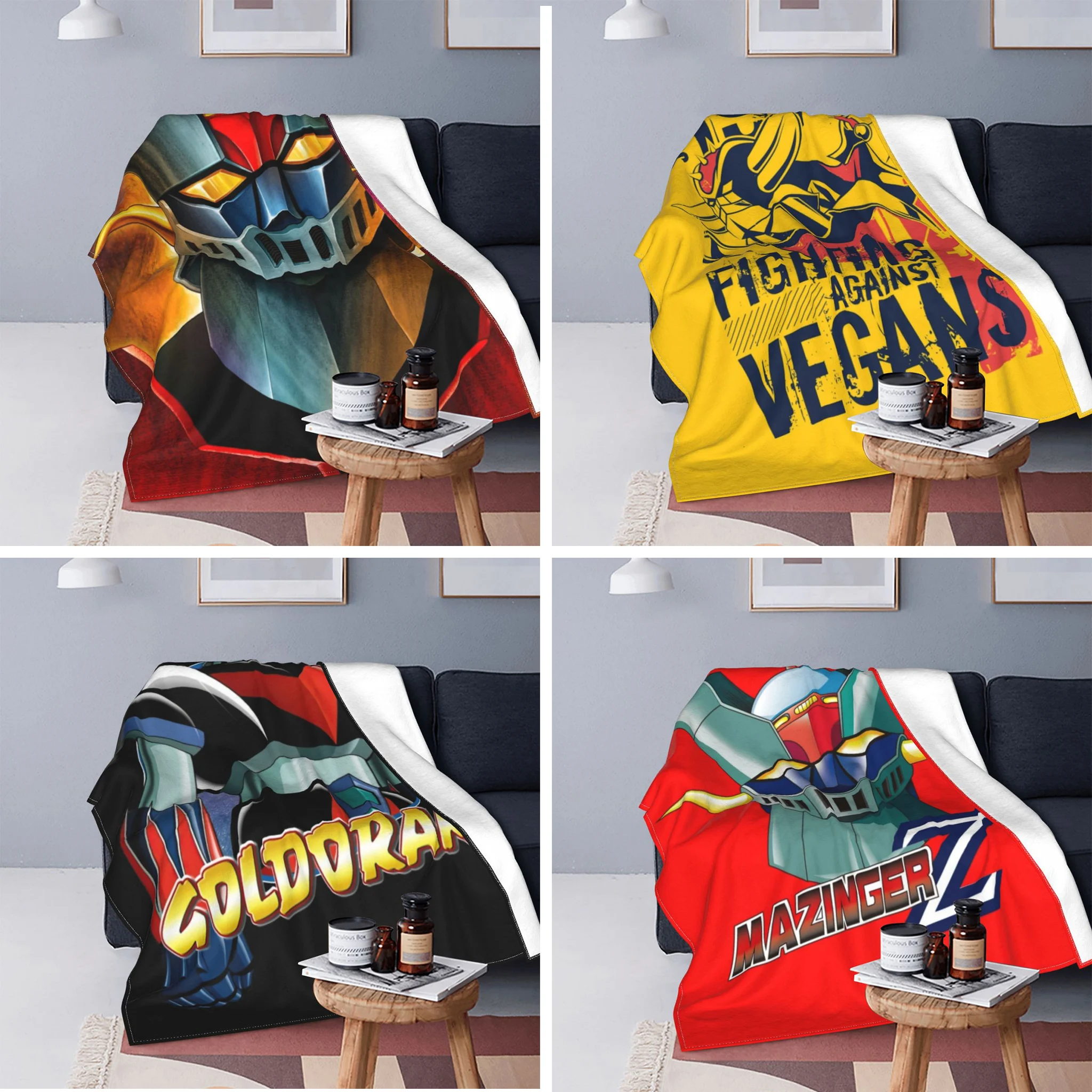 

Мягкое Флисовое одеяло с 3D принтом НЛО и роботом Mazinger Z