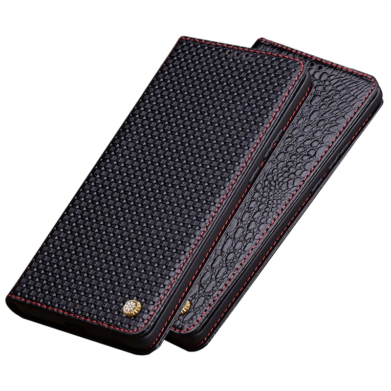 

Genuine Leather Magnetic Case For Xiaomi Poco C50 C40 C31 M5 M4 Pro M3 X5 X3 NFC F3 F2 F1Black Shark 5 4 MAX 3 2 Civi 3 Cover