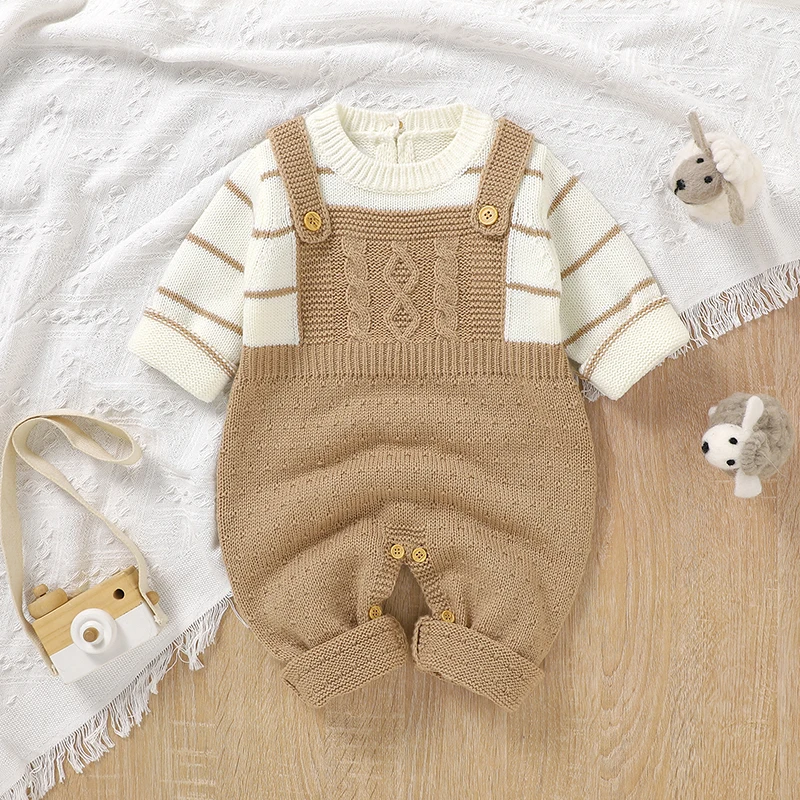 

Baby Rompers Knitted Newborn Boys Girls Long Sleeve Jumpsuits Outfits Autumn Winter Casual Infant Unisex Outerwear Clothes 0-18m