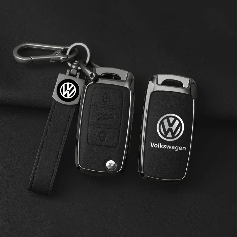 Чехол-брелок для автомобильного ключа из металла и кожи для Volkswagen VW Polo, Tiguan, Passat, Golf, Jetta, Lavida (art.: 3920d4e8934f6) - 3920d4e8934f6
