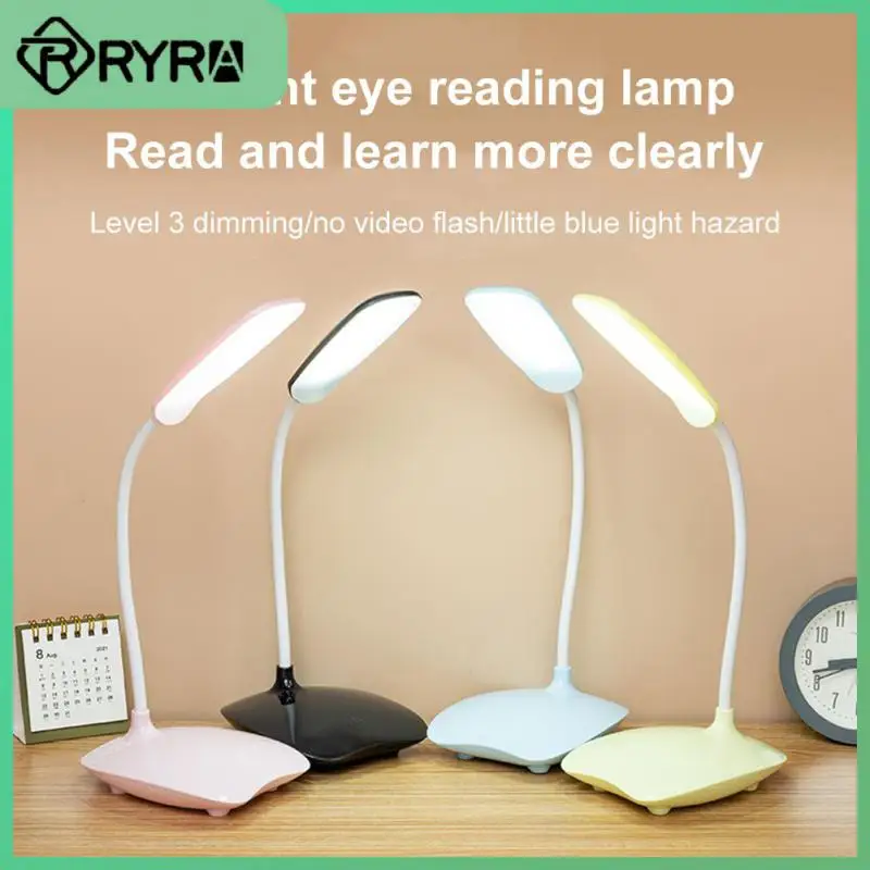 Portable Bedroom Bedside Lamp Stepless Dimmable 3 Color Led Desk Lamp Usb Powered Eye Protection Night Light 1pcs Table Light