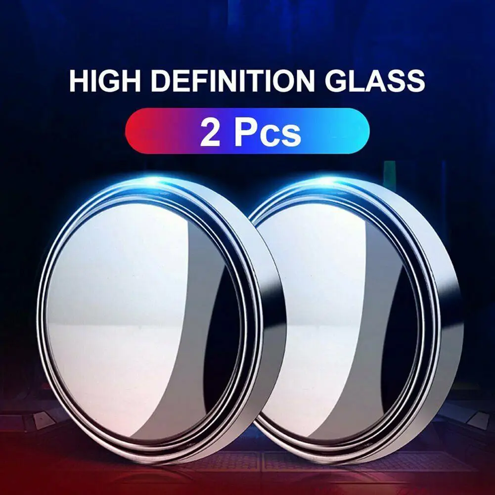 

2 PCS 360-degree Rotating Round Blind Spot Mirror Car Rear View Reversing Auxiliary Mirror Large Vision For Interior External