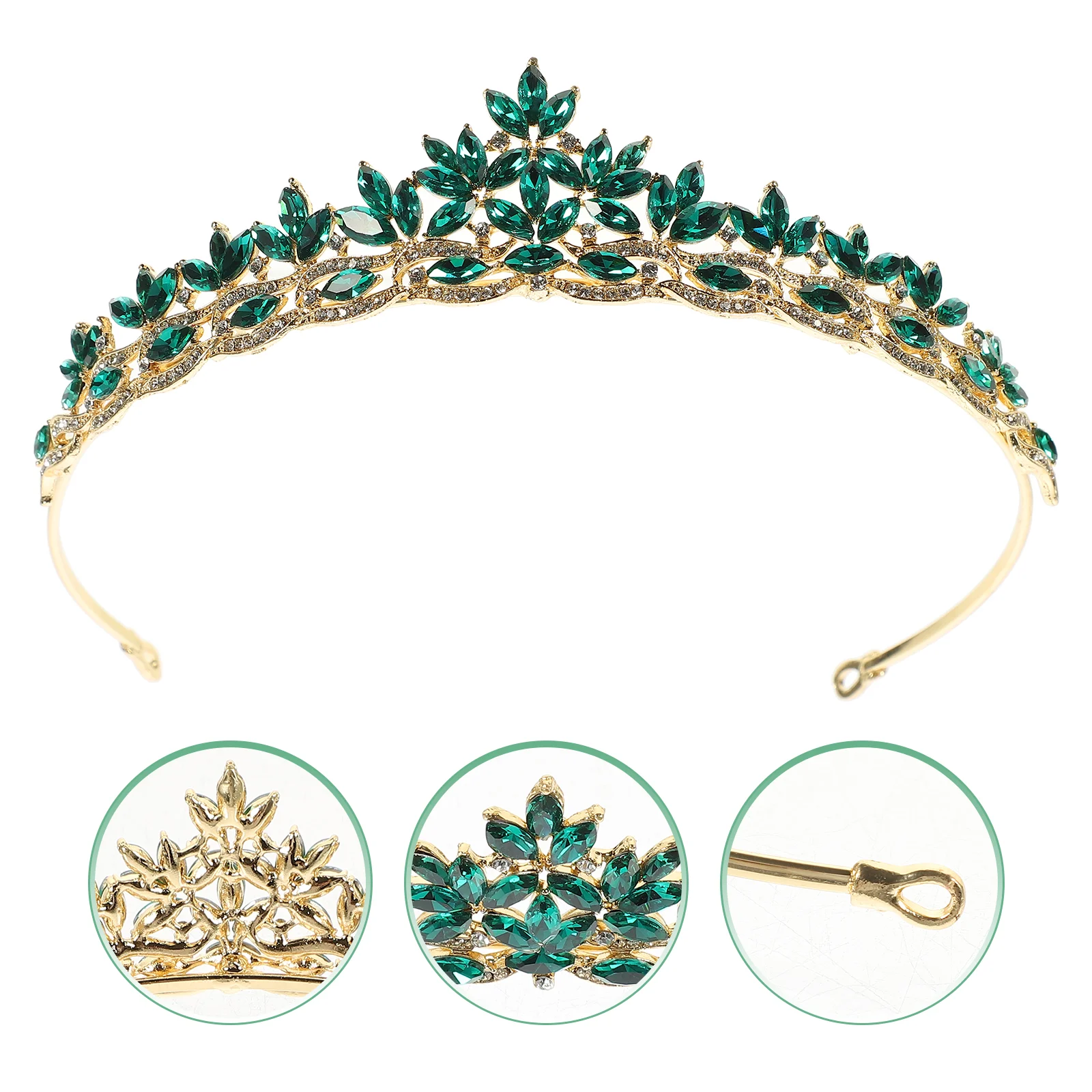 

Vintage Decor Diamond Leaf Crown Wedding Bridal Headband Hair Decors Crystal Girl Headwear Miss