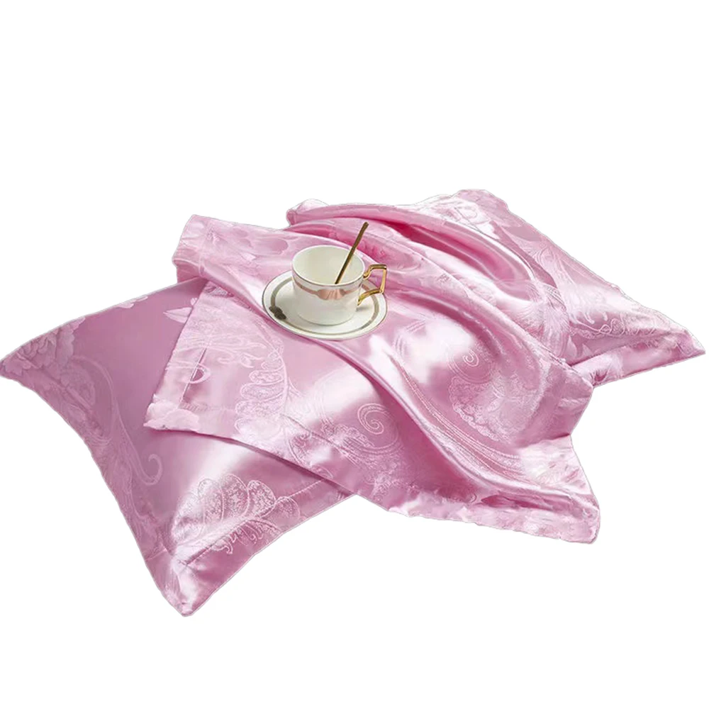 

48*74cm Silk Pillowcase Luxury Queen Satin Jacquard Pillow Case Cover Europe Style Smoothy Rectangle Pillow Towel Bedding Supply