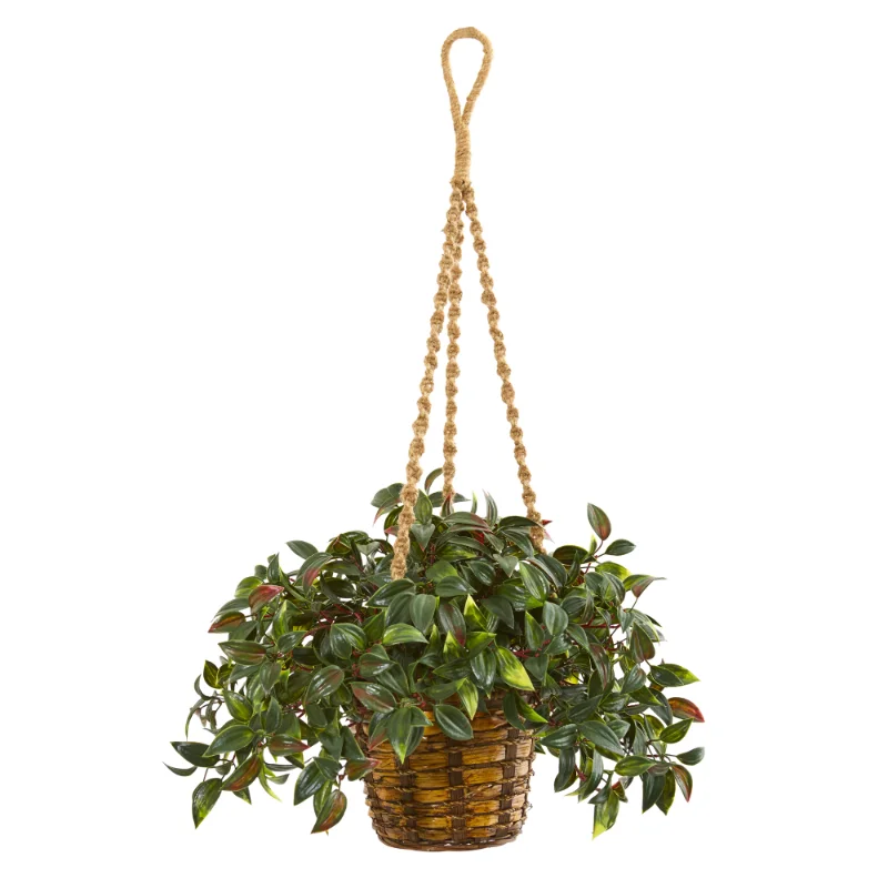 Plastic Mini Melon Artificial Plant In Hanging Basket UV Resistant, Home Decoration