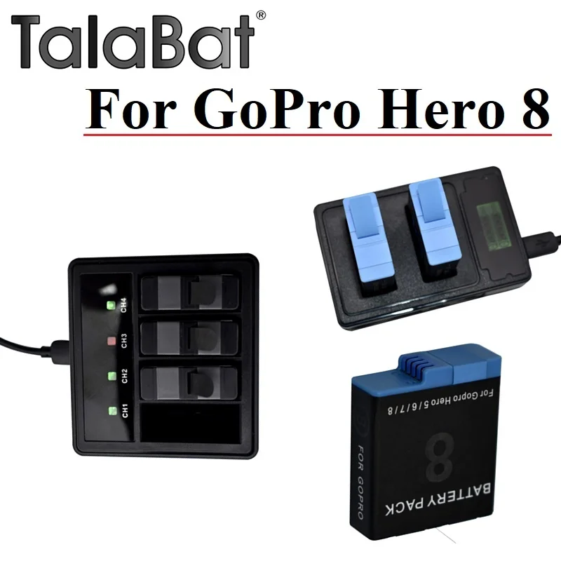 

Обновленный аккумулятор 1800/2150 мАч для камер GoPro Hero8, для Gopro Hero 8, чехол с 3-сторонней быстрой зарядкой, аксессуары для экшн-видеокамер