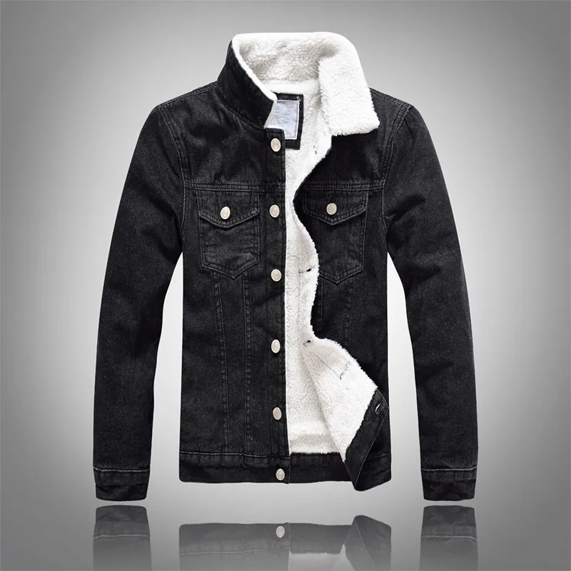 

Men Winter Solid Casual Jacket 2023 New Men's Bomber Denim Jacket Fashion Jean Biker Coat Woolen Lined Leisure Coat Plus Size