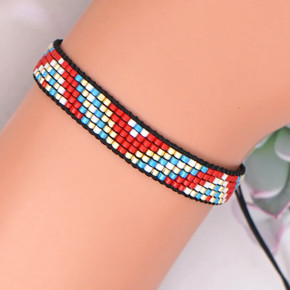 Miyuki Rice Beads Are Hand-woven Vintage Geometric Beaded Bohemian Element Ethnic Style Couple Bracelet Women Bracelet