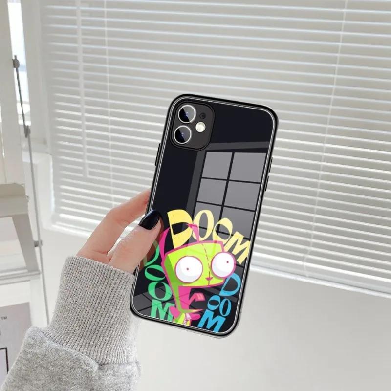 Фото Чехол для телефона Invader Zim из закаленного стекла для IPhone 14 13 11 12 Pro 8 7 Plus X 13 Pro MAX XR XS MINI, чехлы №5