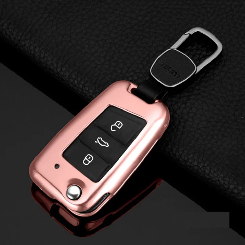 

Aluminum Alloy Car Key Case For Volkswagen Teramont Touran L New Teramont L Lamando Golf 7 KODIAQ GreenLine Key Shell Cover Bag