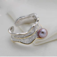 meibapj fashion 925 sterling silver ring ampty real natural pearl flower ring for women fine party and wedding jewelry