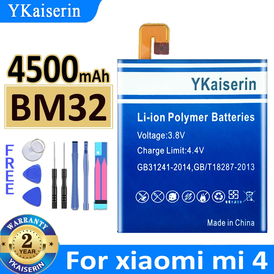 

YKaiserin Replacement Battery For Xiaomi Mi 4 M4 Mi4 BM32 Rechargeable Phone Battery 4500mAh Batteria + Free Tools
