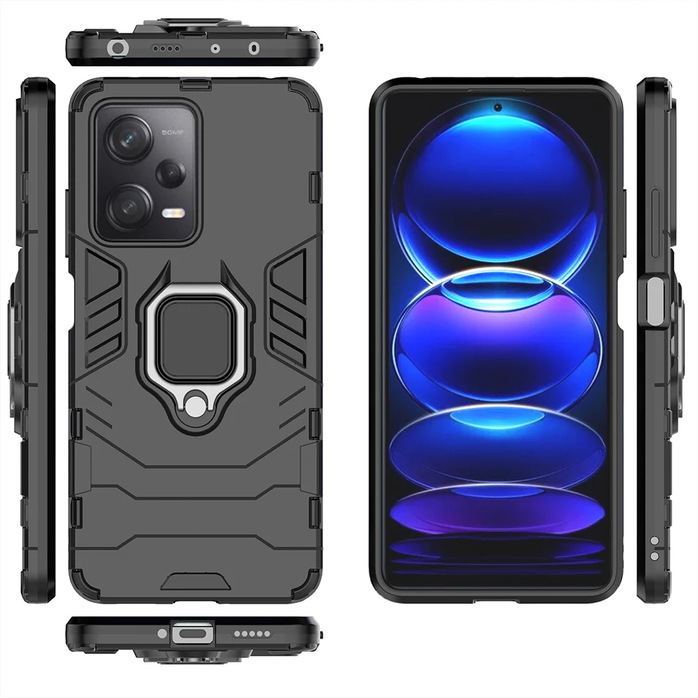 

Case For Xiaomi Redmi Note 12 Pro Plus + Luxury Car Magnetic Ring Holder Soft Edges Hard Back Phone Cover Redmi Note12 Note12Pro