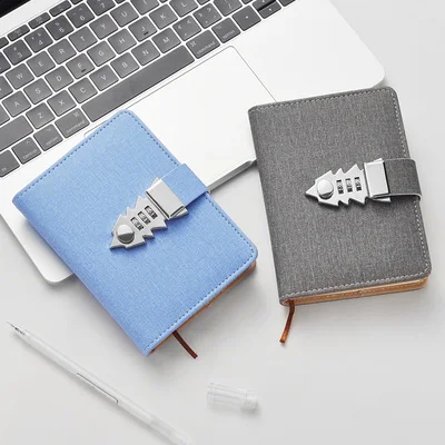 Password book pupil portable small book notebook mini hand ledger book with lock pocket travel diary