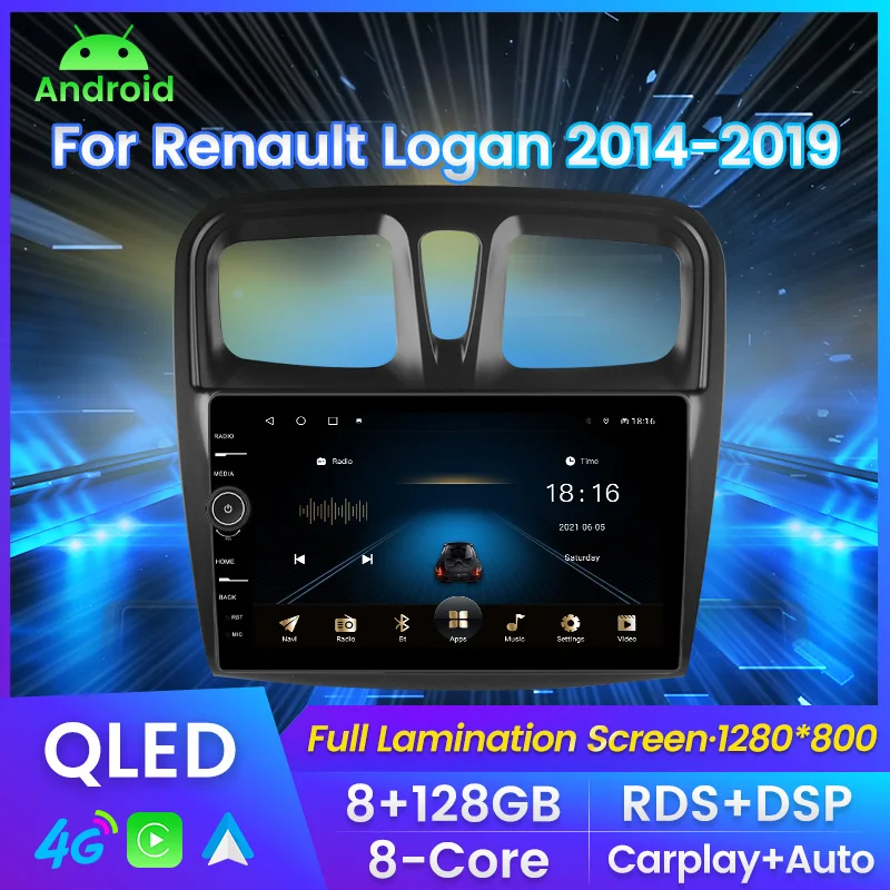 

Автомобильный радиоприемник Android11 для Renault Logan 2 2012 - 2019 Sandero 2 2014-2019, DVD-плеер Android, головное устройство Carplay + Auto WIFI 4G