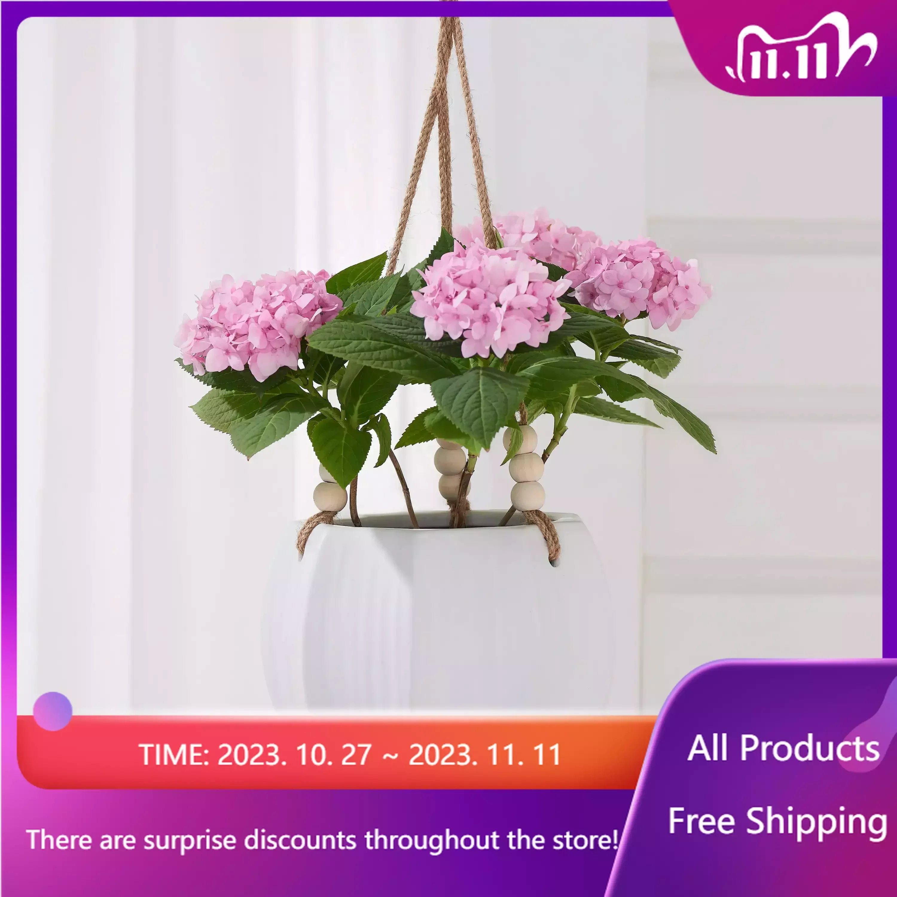

Pottery 8" Mylia Ceramic Hanging Planter, White Pots Planters for Indoor Plants Sales promotion Sales promotion