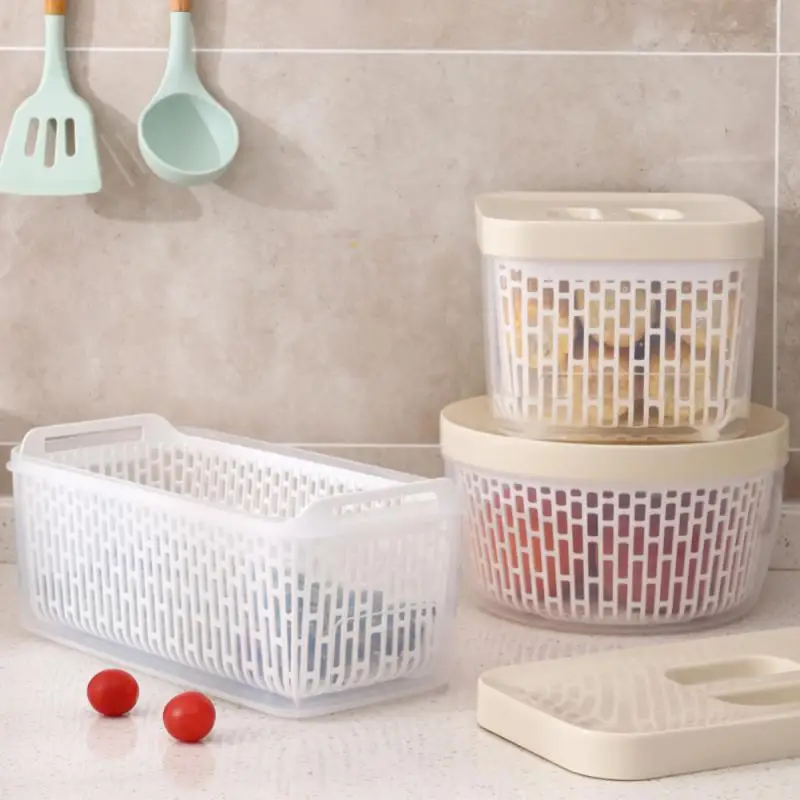 

Stackable Double Drain Basket Multipurpose Portable Vegetable Basket Food Storage Container Food Grade Containers