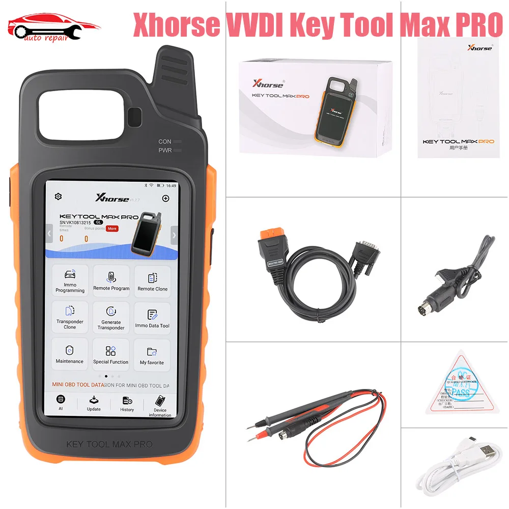 

Xhorse VVDI Key Tool Max PRO, поддержка чтения напряжения и тока утечки, сочетает в себе ключевой инструмент, макс. и мини-инструмент OBD