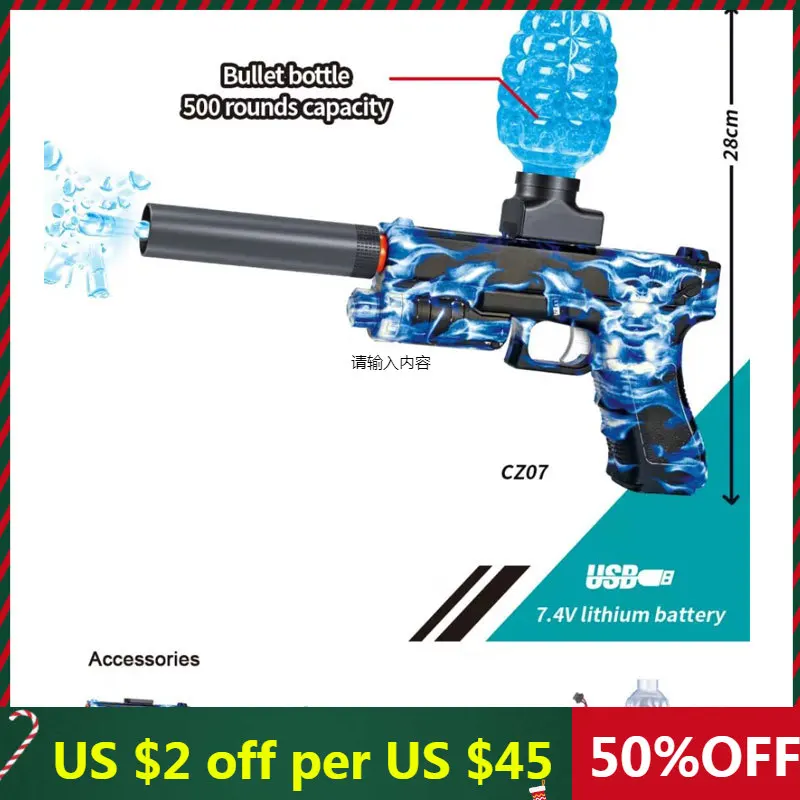 

Gel Blaster Gun Glock Toy Guns Outdoor Electric Splatter Ball Blasters Pistol High Speed Airsoft Weapon For Adults Boys Cs Gift