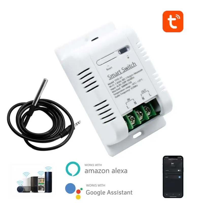 

Смарт-датчик влажности и температуры Tuya Wi-Fi/Zigbee, внутренний гигрометр, дистанционное управление через приложение, работает с Alexa Google