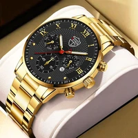 luxury mens sports watches fashion men business stainless steel quartz wristwatch male casual leather watch luminous clock
