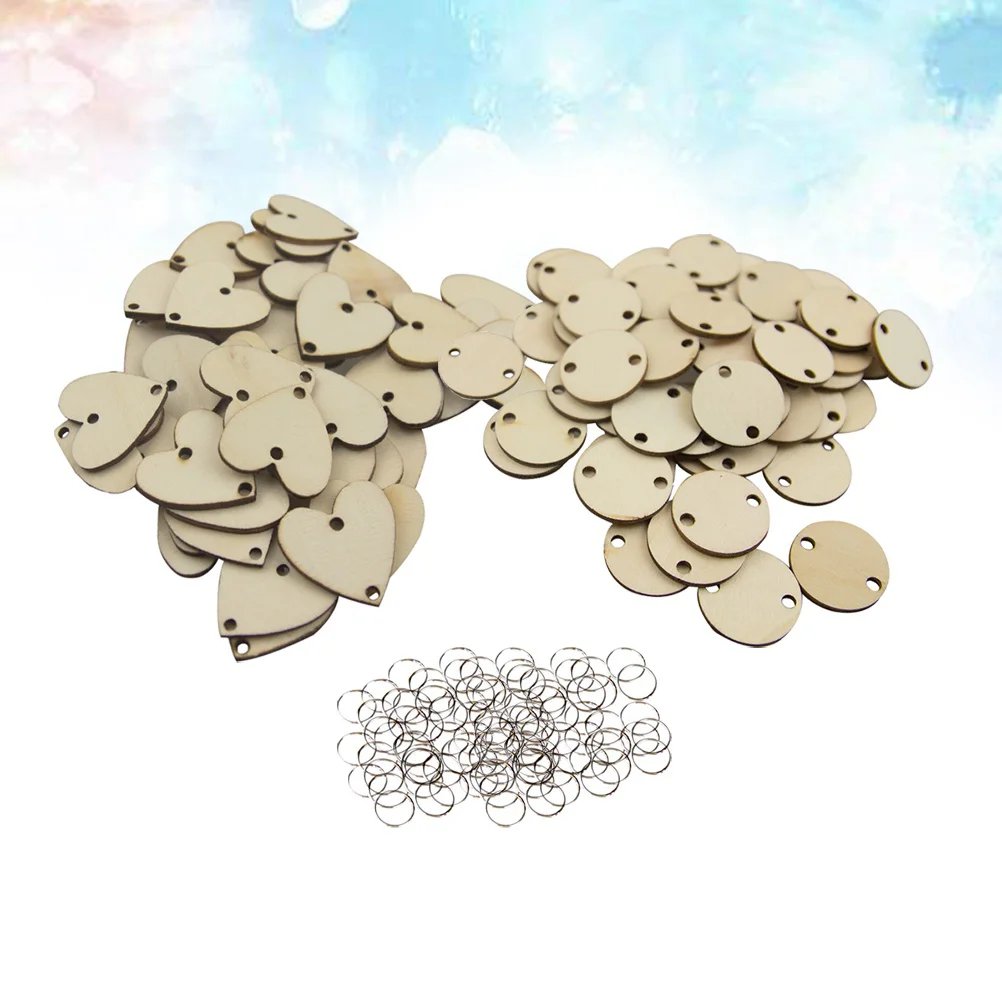 

200pcs Wooden Slices Family Board Tags Wooden Round Tag Wood Discs for Crafts Wooden Heart Tags With Holes
