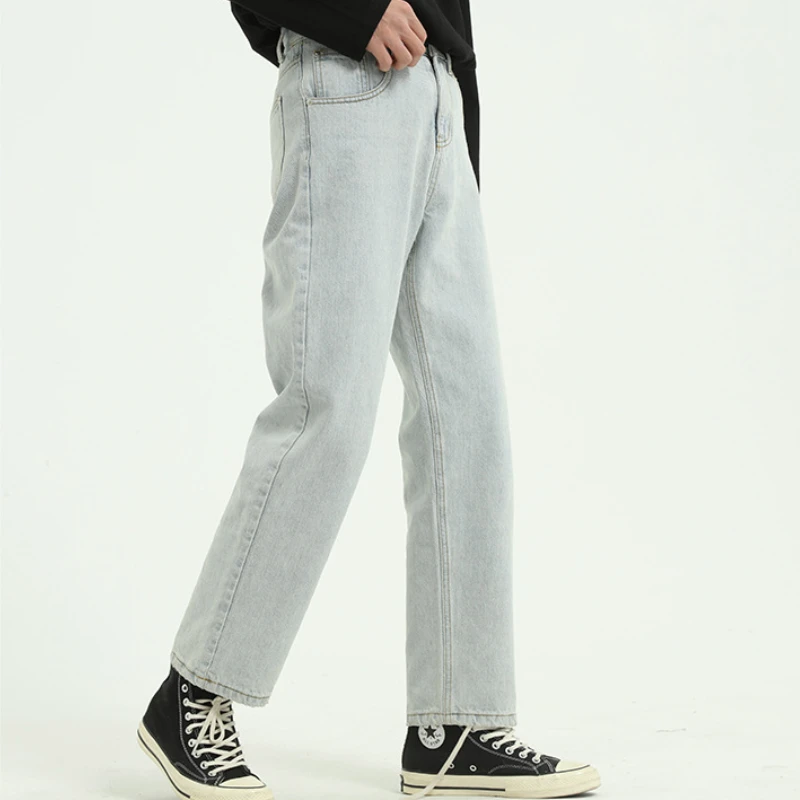 

Высококачественные модные мужские джинсовые брюки, женские синие облегающие универсальные прямые джинсы