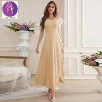 2022 temperament pull top off white european style mesh stitching high waist dress women wedding dress fashion vestido feminino