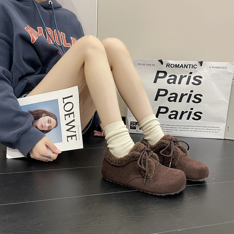 Новые женские зимние хлопковые ботинки на плоской подошве модные нескользящие