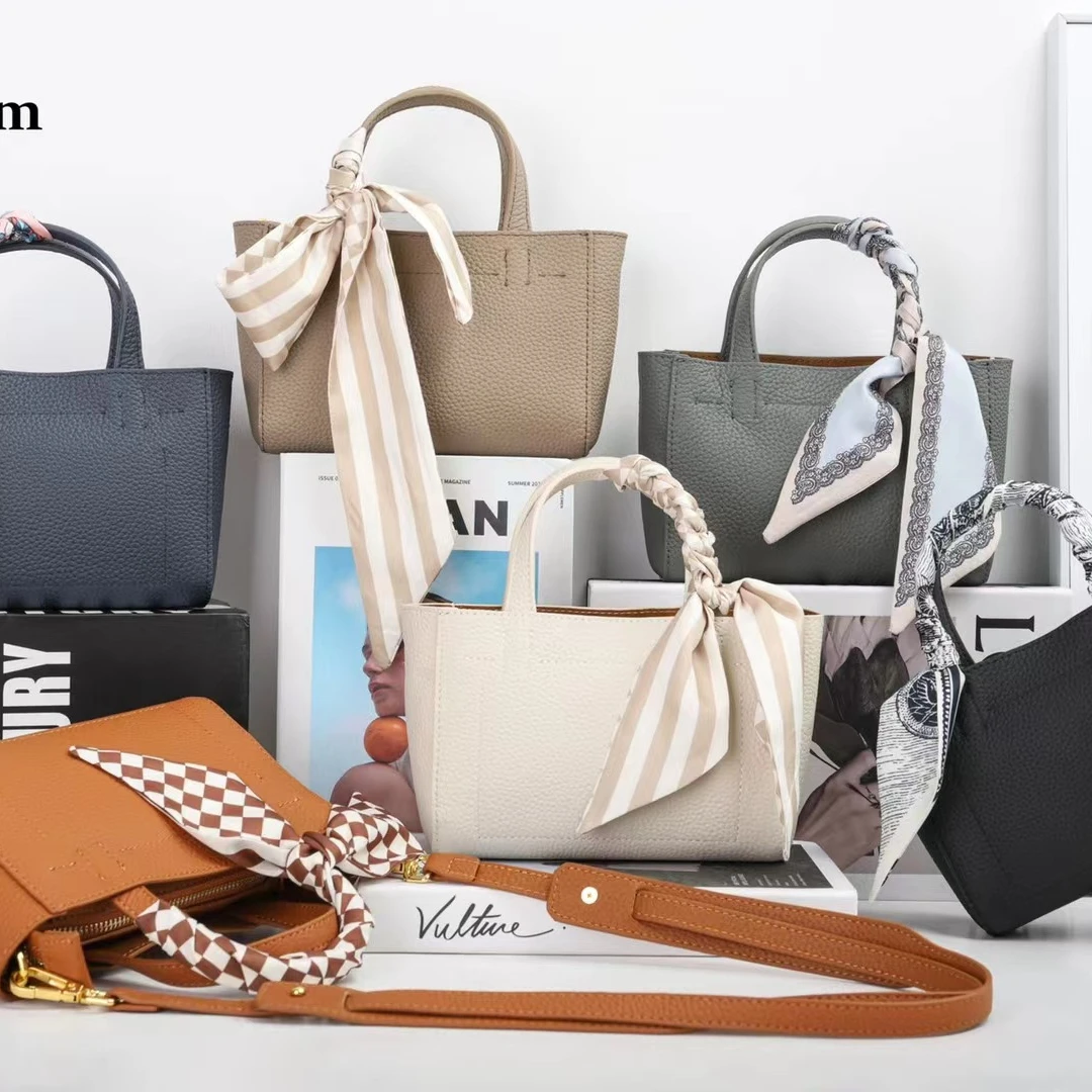 

Women Handbags Genuine Cow Leather Fashion Female Shoulder Crossbody Bag Ladies Elegant Small Purse with Ribbon Decor