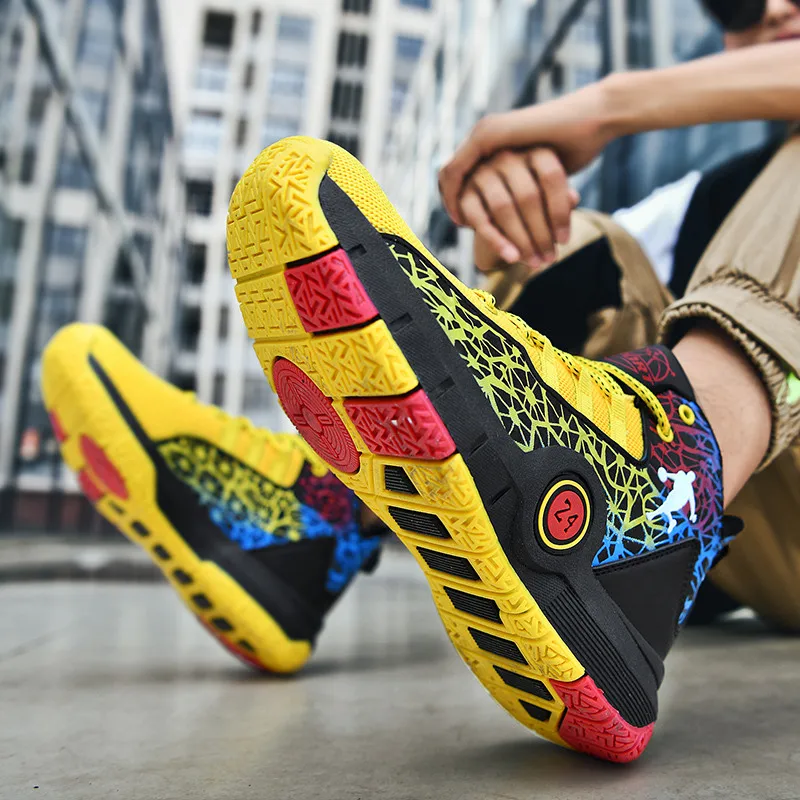 Hot Sale Cheap High Basketball Sneakers Men Women Fashion Printed Basketball Trainers Baskets Outdoor Platform Sport Shoes Boys
