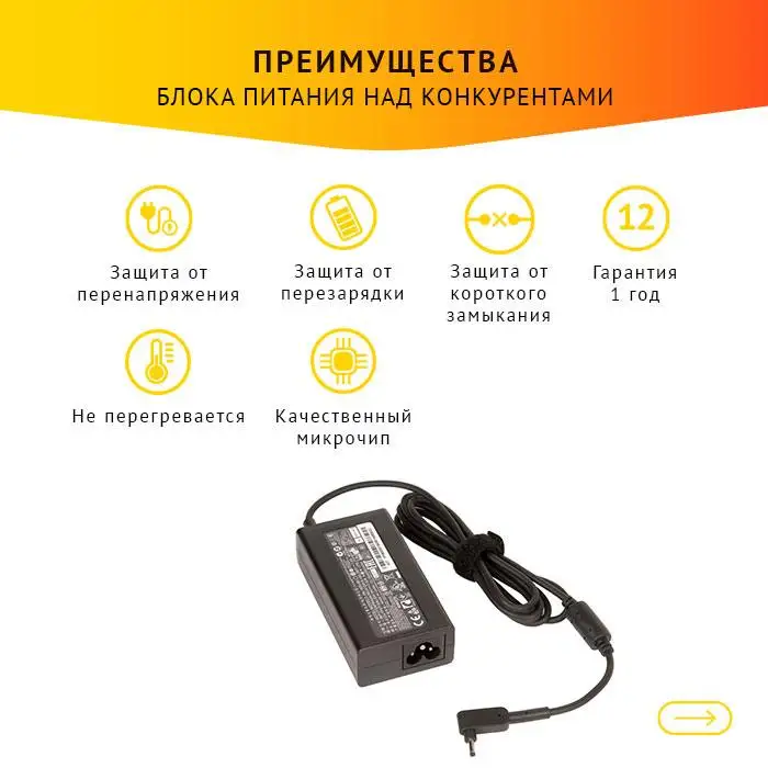 Блок питания для ноутбука Acer Aspire S7 S7-191 S7-391 Ultrabook планшета Iconia TAB W700 W700P 19V 3.42A 65W с