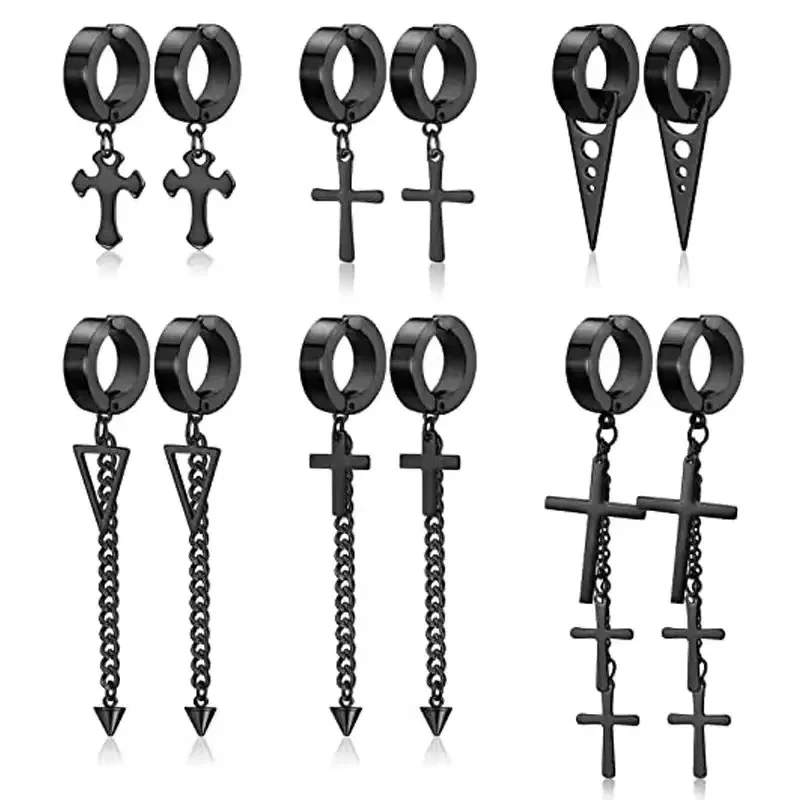 

New Popular Stainless Steel Painless Ear Clip Earrings For Men/Women Punk Black Non Piercing Fake Earrings Jewelry Gifts