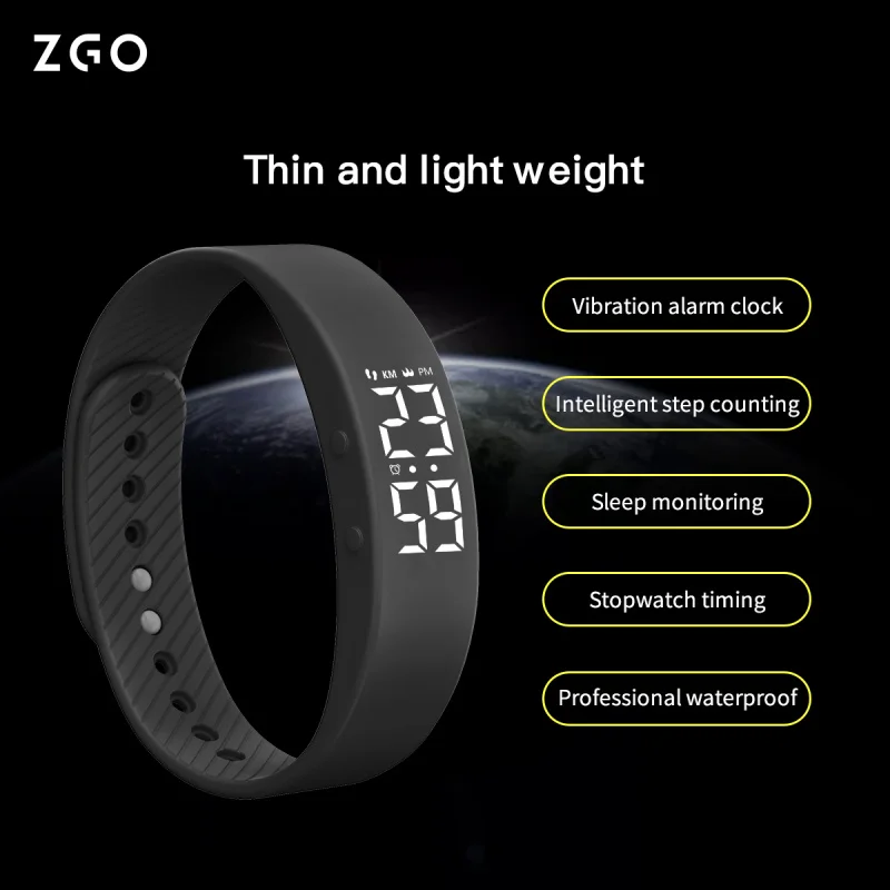 Фото ZGO электронные цифровые часы студенческие спортивные часы шагомер хронограф водонепроницаемые наручные часы детские мальчики девочки 663X №2