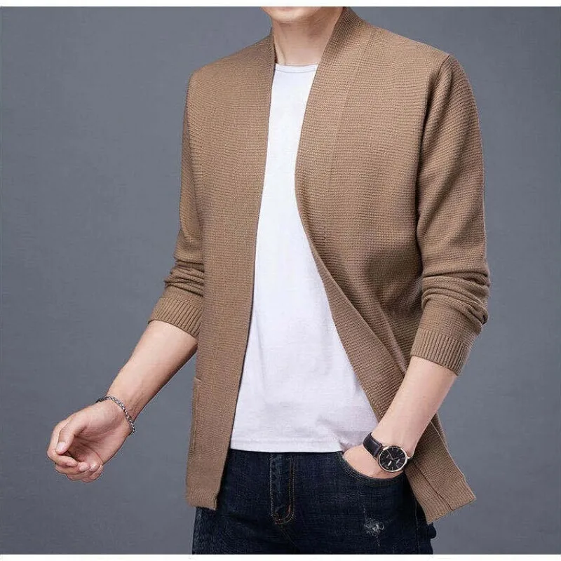 Мужская Тонкая трикотажная куртка с длинным рукавом на весну и осень