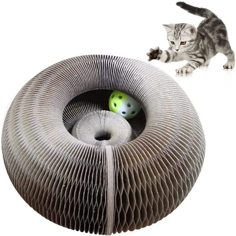 

Magic Organ Cat Scratching Board for Home Cats Corrugated Cardboard Cat Scratcher for Grinding Claw Folding Interactive Cat Ball