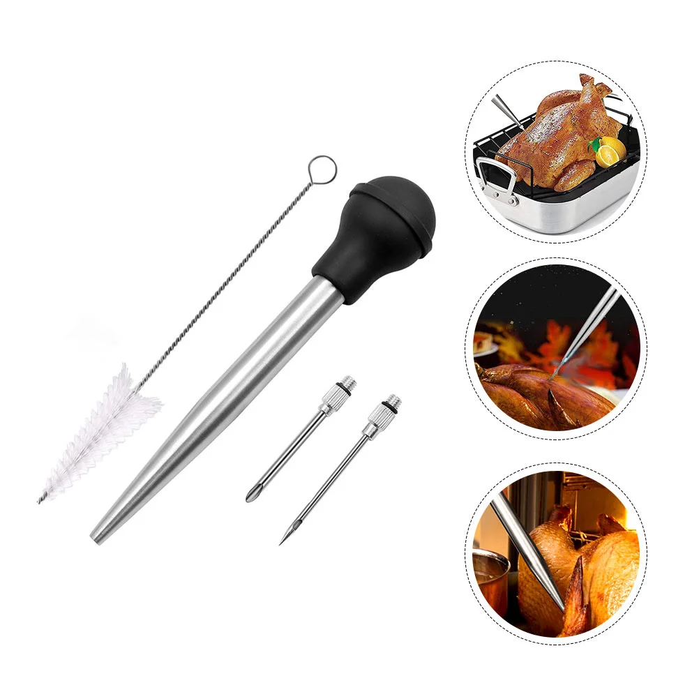 

Injector Baster Syringe Turkey Meat Marinade Brush Cooking Poultry Bbq Barbecuecleaningbasters Sauce Flavor Steakchicken Set