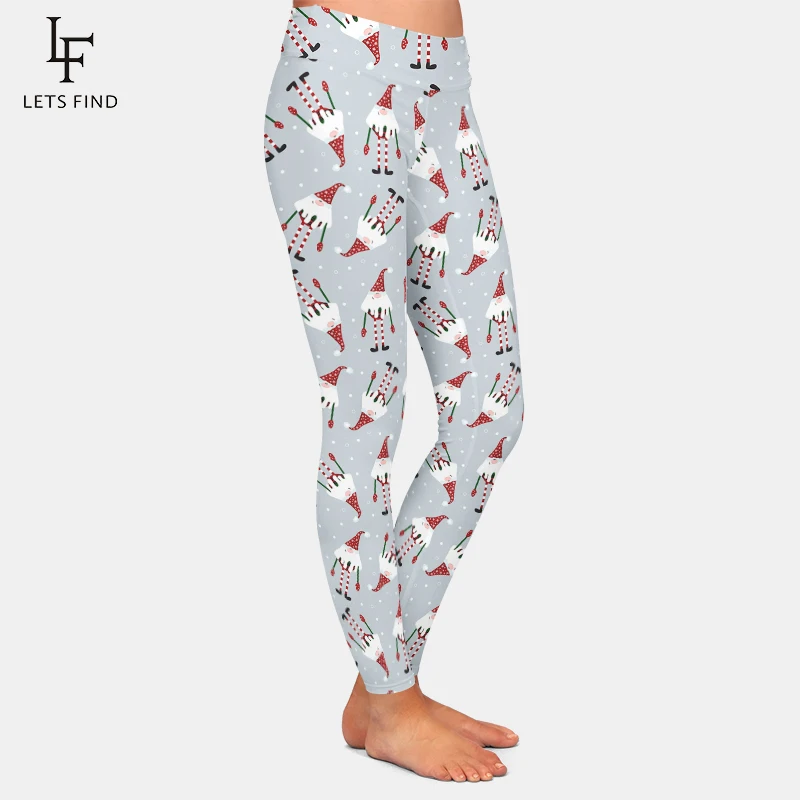 LETSFIND 2019 Christmas New Women Pants 3D Father Christmas Print  Leggings High Waist Fitness Leggings