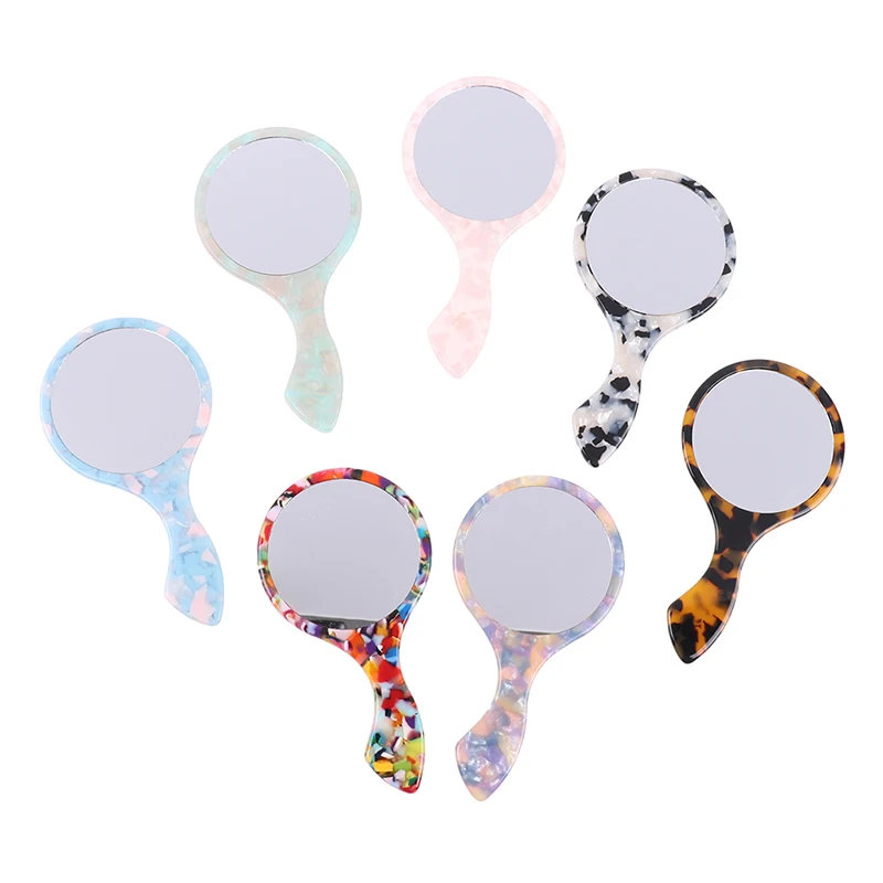 

Acetic Acid Material Makeup Mirror Handheld Circular Mirror With Handle Hand Mirror SPA Salon Compact Acetic Mirrors Cosmetic